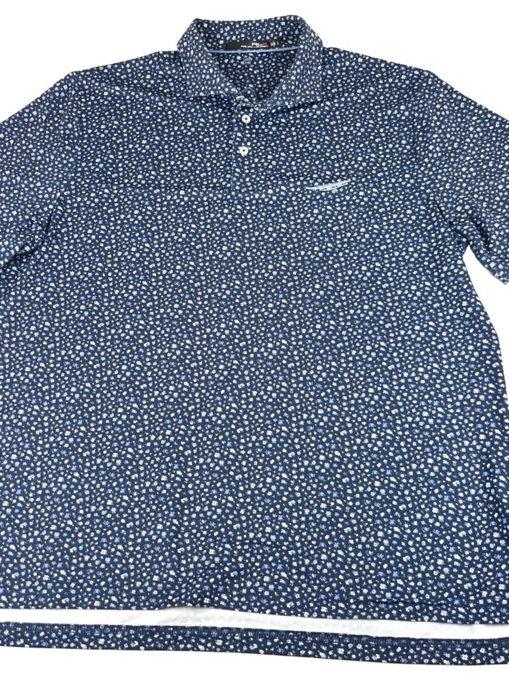 RLX Ralph Lauren Golf Polo Men's L Navy Floral Micro Print